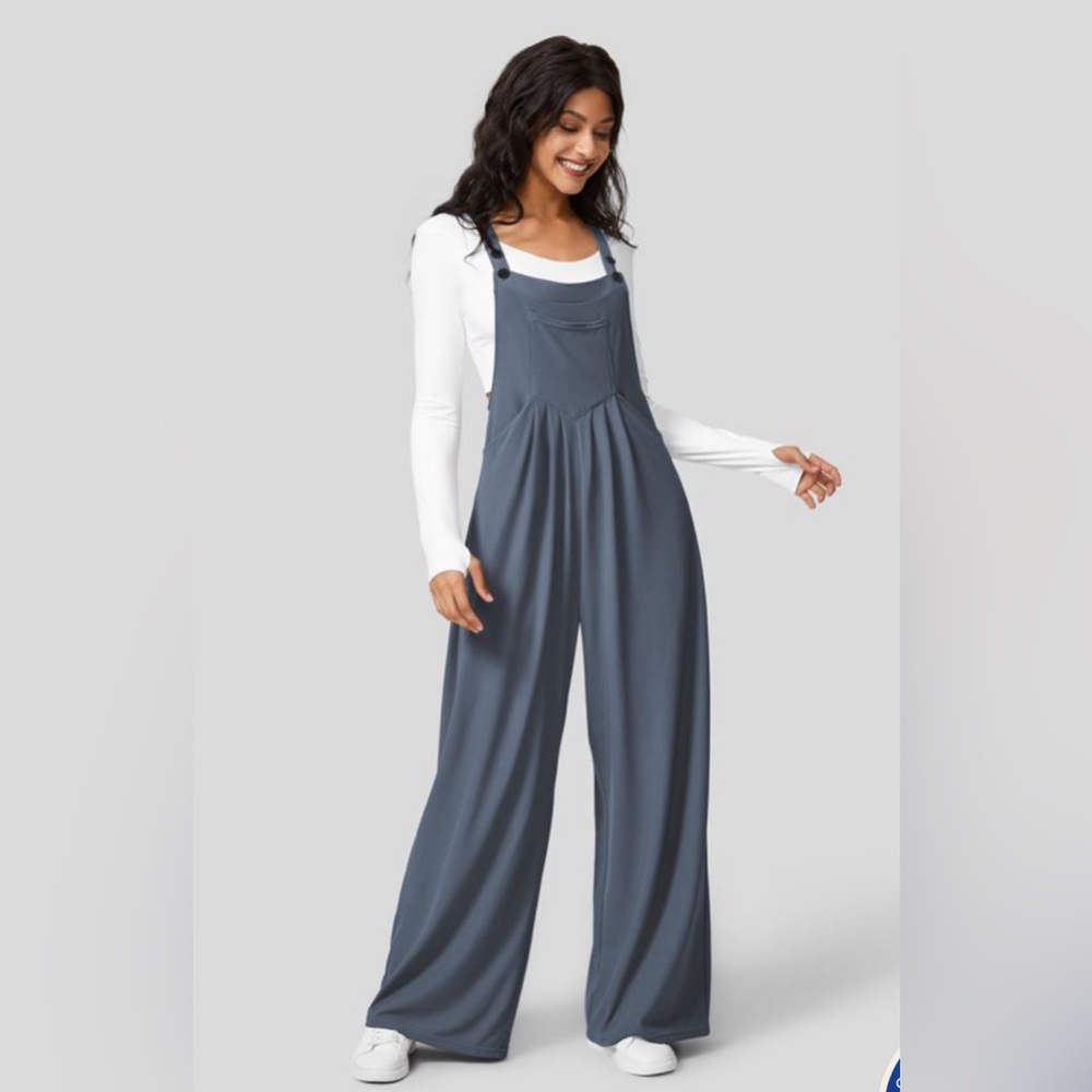 Halara adjustable waffle overalls